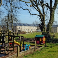 View back to the barns